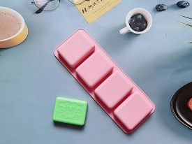 Molde silicona 4 jabones rectangulares labrados